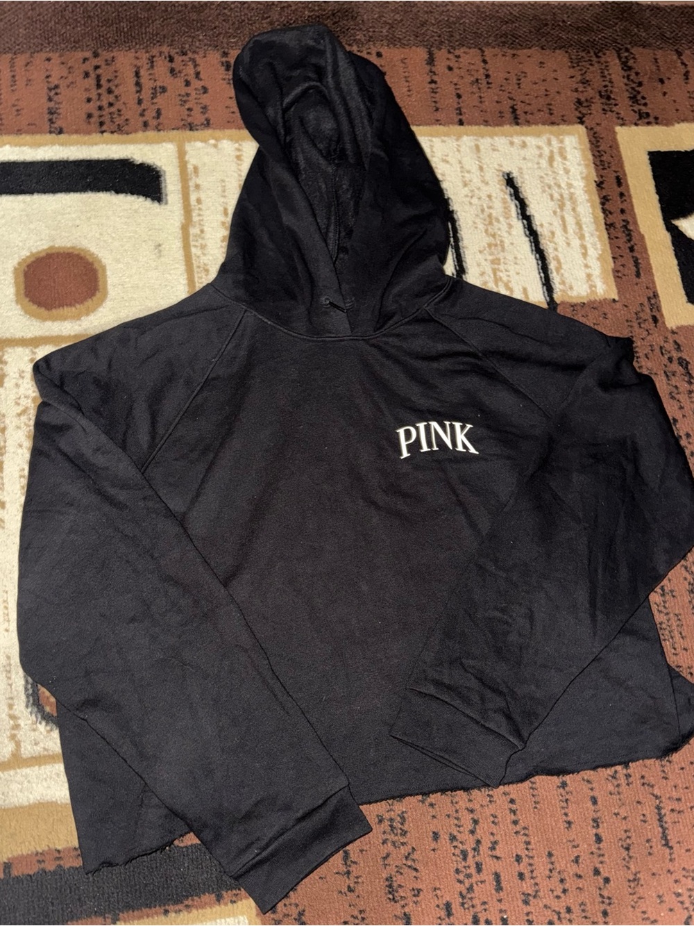 PINK Victoria's Secret Black Cropped Pullover Hoodie